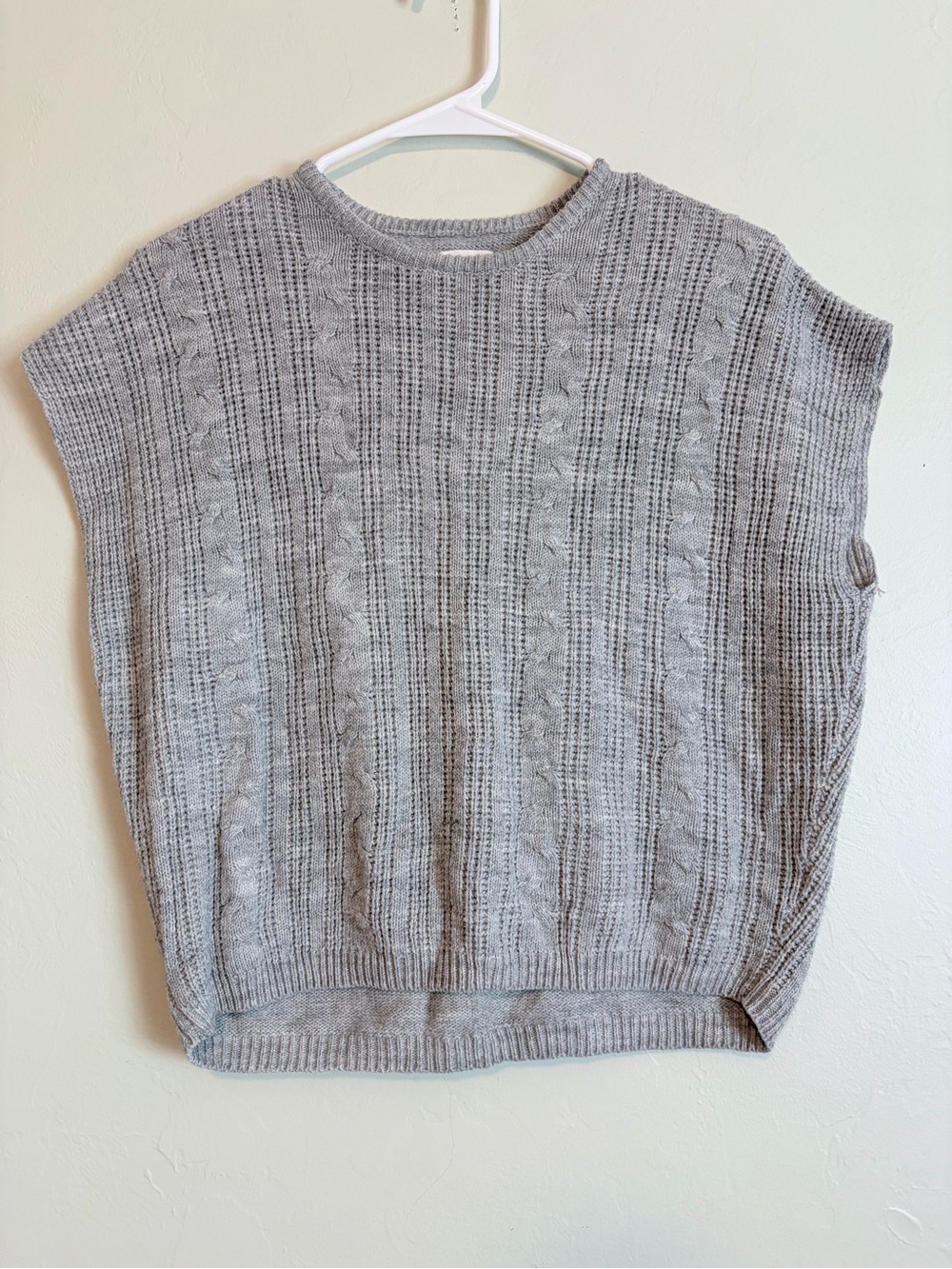 Gaudi' Light Gray Cable-Knit Crewneck Sweater Shell